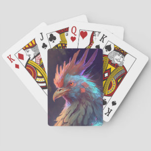 Rooster Animal Portrait Painting Wildlife Outdoors Playing Cards