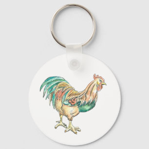 Rooster Art Key Ring