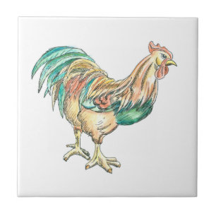 Rooster Art Tile
