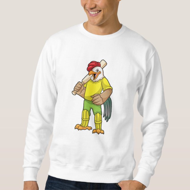 Rooster as Batsman with Cricket bat Sweatshirt (Front)
