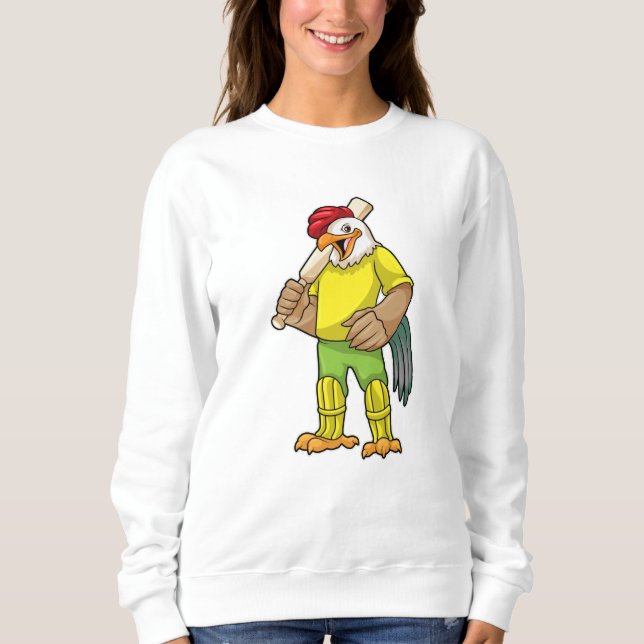 Rooster as Batsman with Cricket bat Sweatshirt (Front)