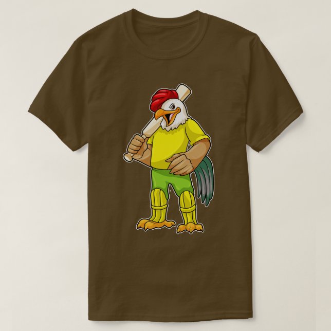 Rooster as Batsman with Cricket bat T-Shirt (Design Front)