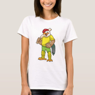 Rooster as Batsman with Cricket bat T-Shirt
