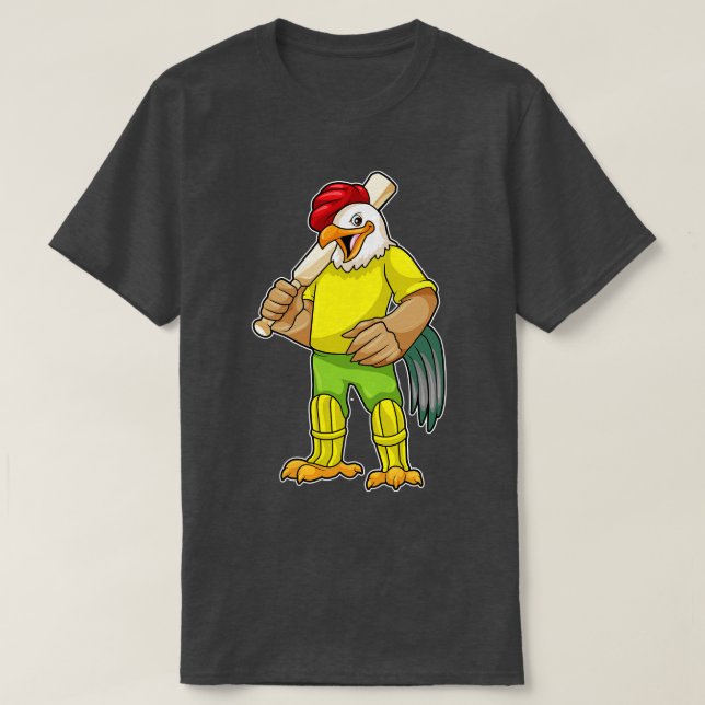 Rooster as Batsman with Cricket bat T-Shirt (Design Front)