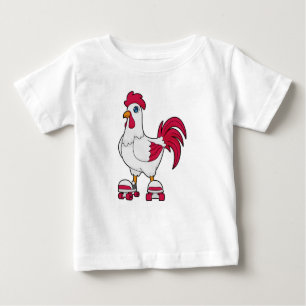 Rooster at Inline skating with Roller skates Baby T-Shirt