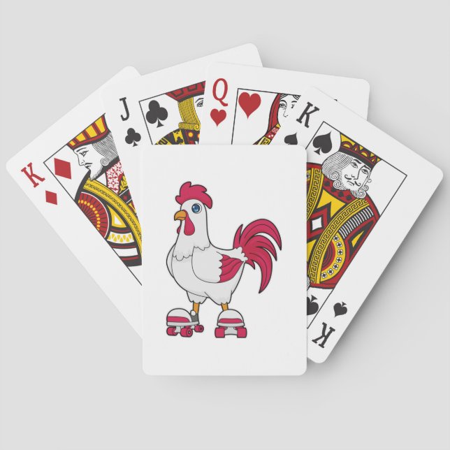 Rooster at Inline skating with Roller skates Playing Cards (Back)