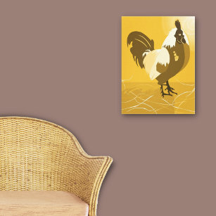 Rooster Bird Country Animal Yellow Family Home Canvas Print