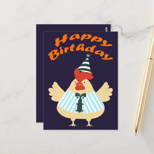 Rooster Birthday  Postcard (Front/Back In Situ)