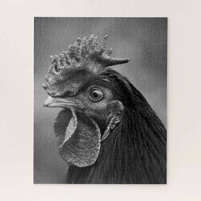 Rooster Black and White Jigsaw Puzzle (Vertical)