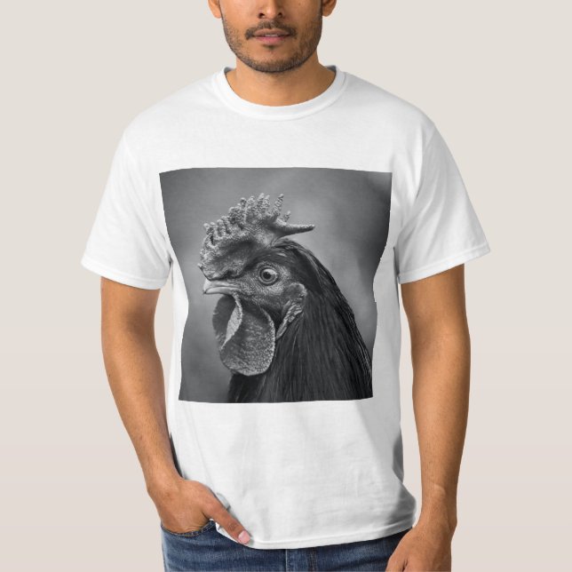 Rooster Black and White T-Shirt (Front)