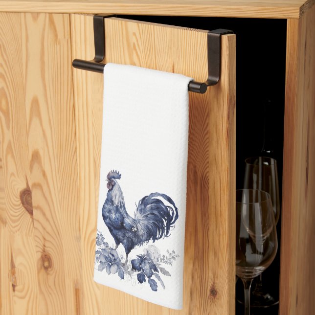 "Rooster" Blue Willow Style Tea Towel (Thirds Fold)