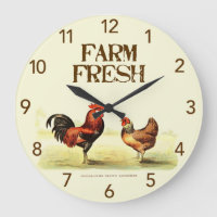Rooster Botanical  Farm Fresh Large Round Clock
