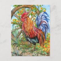 Rooster by Wheel Garden