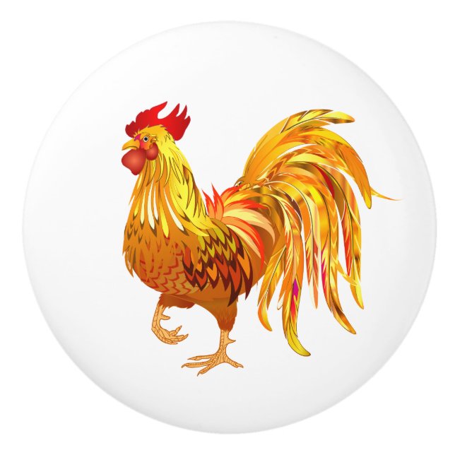 Rooster Ceramic Cabinet Knob (Front)