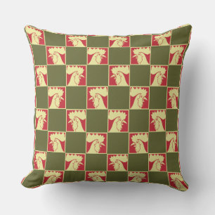 Rooster Chequerboard Pattern Cushion