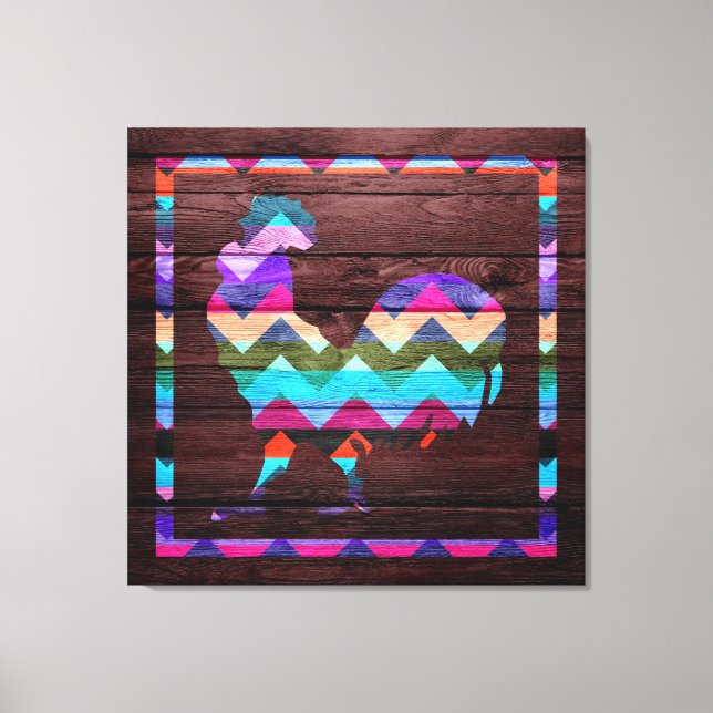 Rooster Chevron #2 Canvas Print (Front)