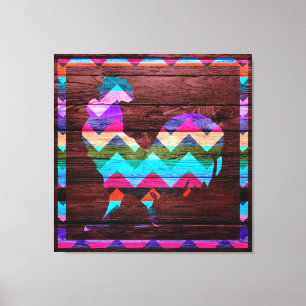 Rooster Chevron #2 Canvas Print
