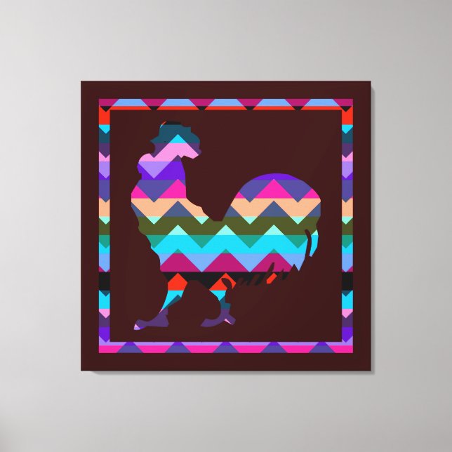 Rooster Chevron #2 Canvas Print (Front)