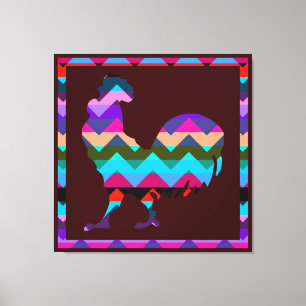 Rooster Chevron #2 Canvas Print
