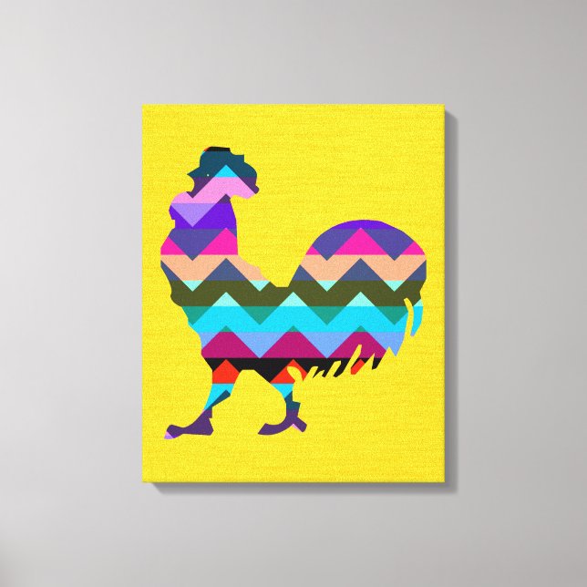 Rooster Chevron Canvas Print (Front)
