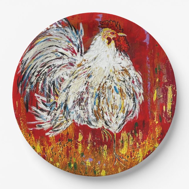 Rooster |Chicken 9 inch paper plates set (Front)
