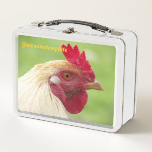 rooster, chicken, animal, bird, design, farm, metal lunch box