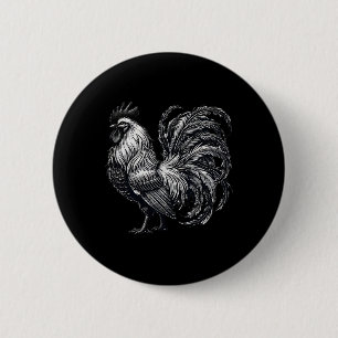 Rooster Chicken Art 6 Cm Round Badge