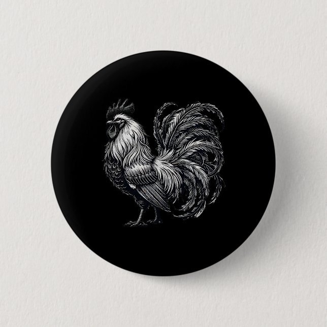 Rooster Chicken Art  6 Cm Round Badge (Front)