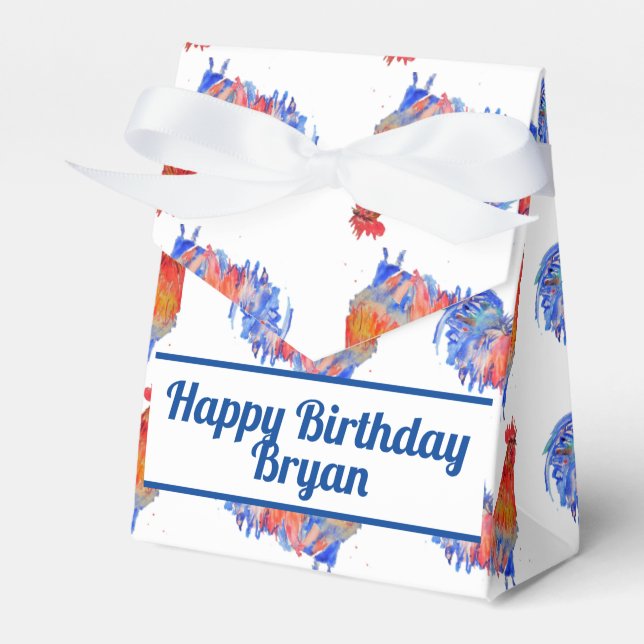 Rooster Chicken Birthday Animal Cake Favour Box (Front Side)