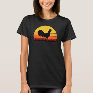 Rooster Chicken Black Orange Yellow Farm Farmer Fa T-Shirt