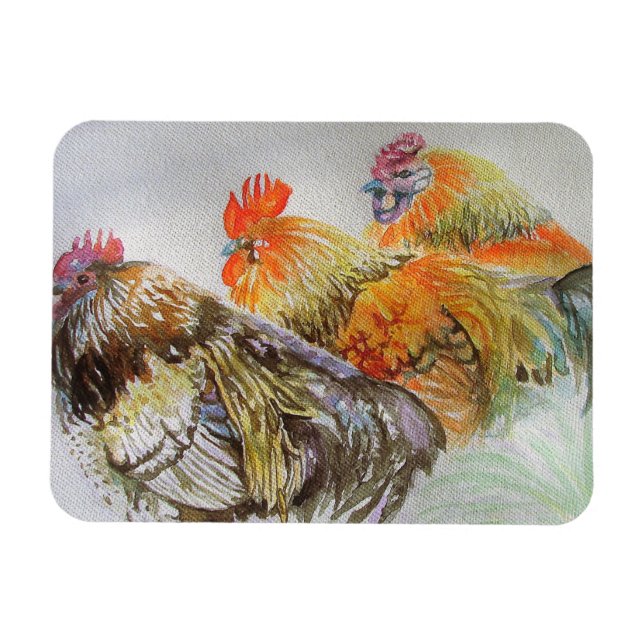 Rooster Chicken chickens Watercolour Art Magnet (Horizontal)