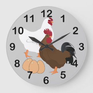 Rooster Chicken Eggs RoundWall Clock