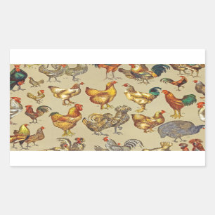 Rooster Chicken Farm Animal Poultry Country Rectangular Sticker
