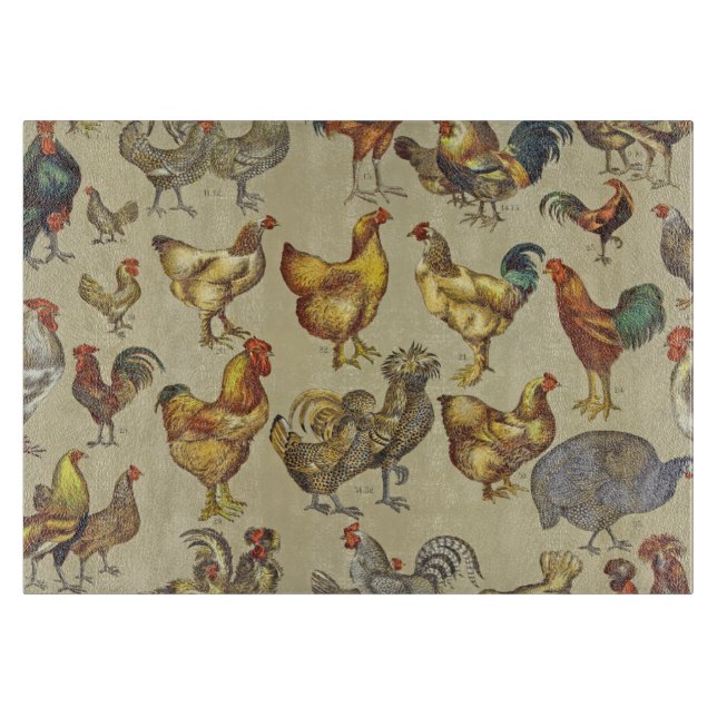 Rooster Chicken Farm Country Animal Cutting Board (Front)