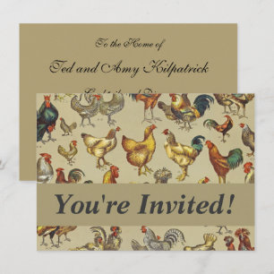 Rooster Chicken Farm Country Animal Invitation