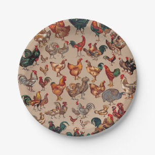 Rooster Chicken Farm Country Animal Paper Plate