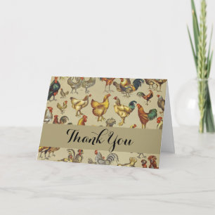 Rooster Chicken Farm Country Animal Thank You Card