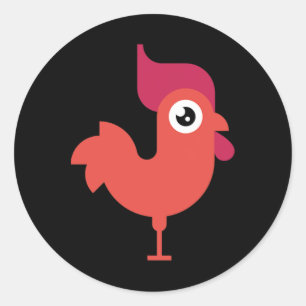 Rooster Chicken Game Graphic Animal Mascot Design Classic Round Sticker