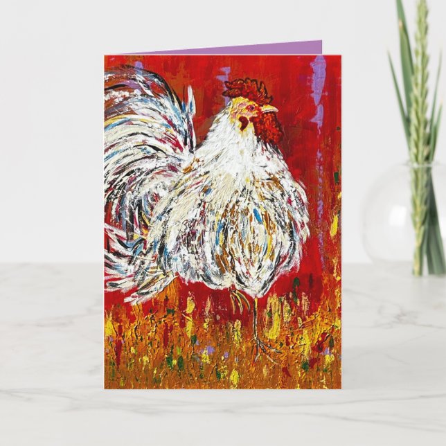 Rooster Chicken Greeting Card (Front)