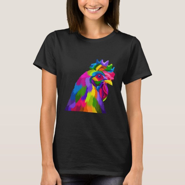 Rooster Chicken Multicolor T-Shirt (Front)
