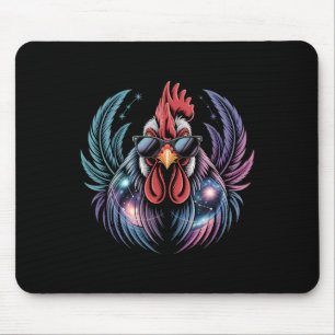 Rooster Chicken Sungles Chicken Rooster With Sungl Mouse Pad