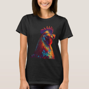 Rooster Chicken Sungles Chicken Rooster With Sungl T-Shirt