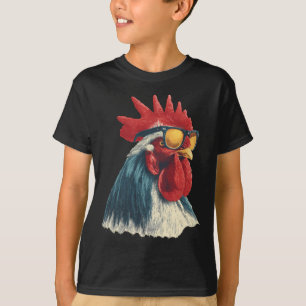 Rooster Chicken Sungles Chicken Rooster With Sungl T-Shirt