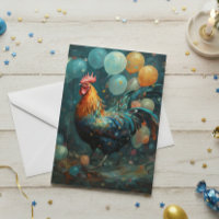 Rooster Chicken With Balloons Birthday