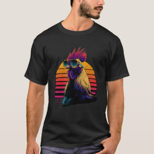 Rooster Chicken with Sunglasses Motif Cool Chicken T-Shirt