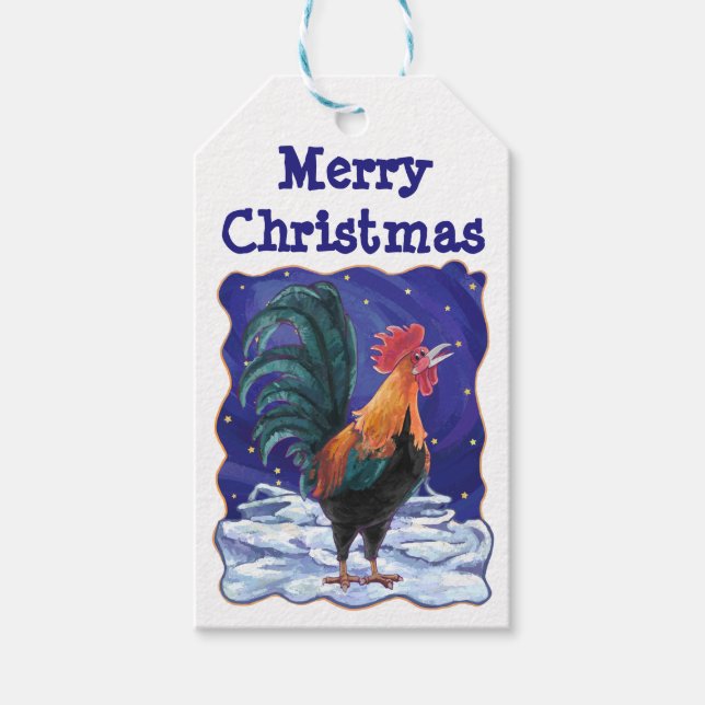 Rooster Christmas Gift Tags (Front)