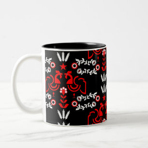 Rooster Cockerel Scandinavian Folk Art Two-Tone Coffee Mug