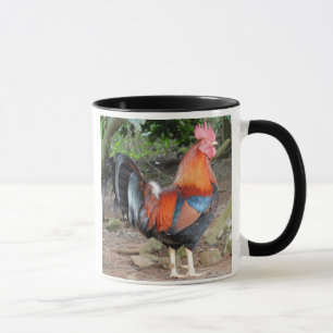 Rooster coffee cup, rooster mug, red rooster mug