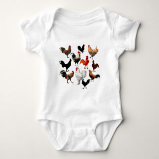 Rooster Collage Vintage Rustic Chickens Baby Bodysuit