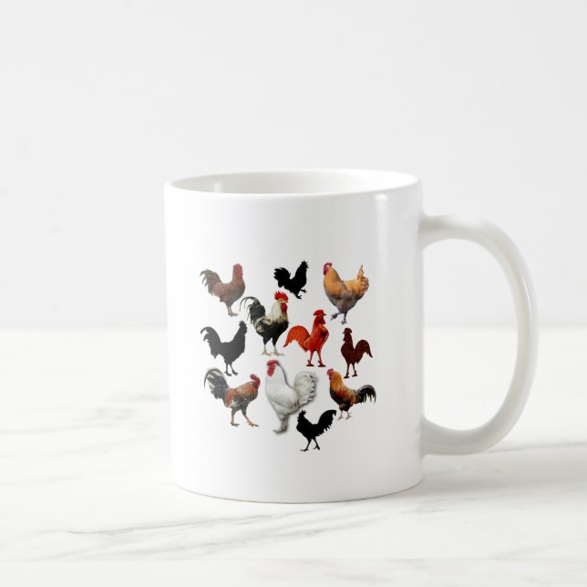 Rooster Collage Vintage Rustic Chickens Coffee Mug (Right)
